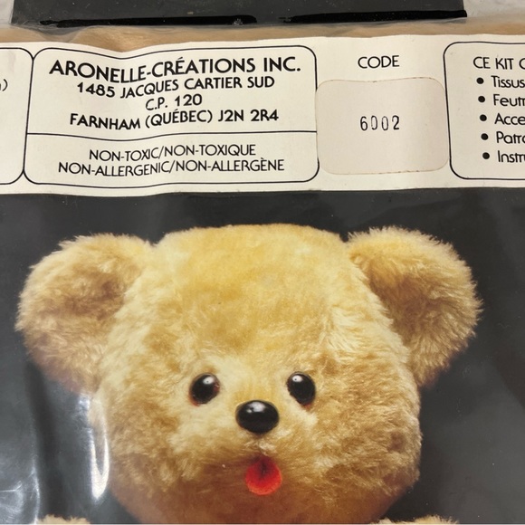 Vintage NIP  Aronelle Creations Le Suh Kreatief Sew & Stuff Kit BEAR Cda #6002 - Picture 3 of 8